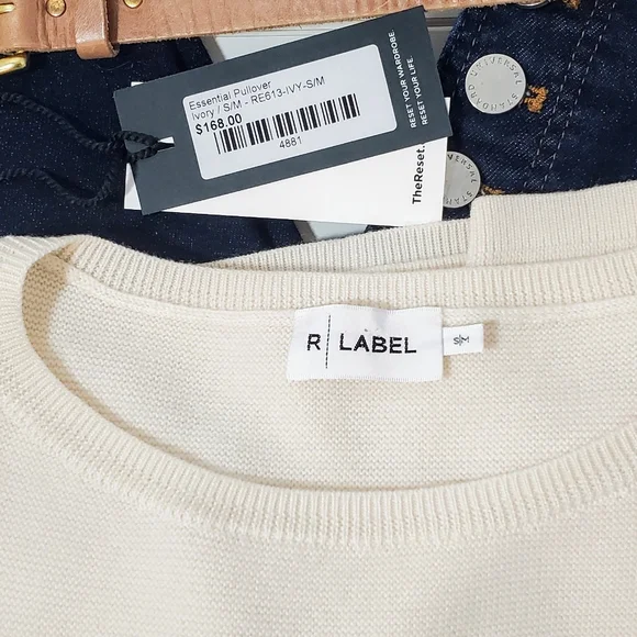 The Reset R Label Essential Pullover Sweater 100% Wool - Ivory Size S/M - Picture 3 of 16